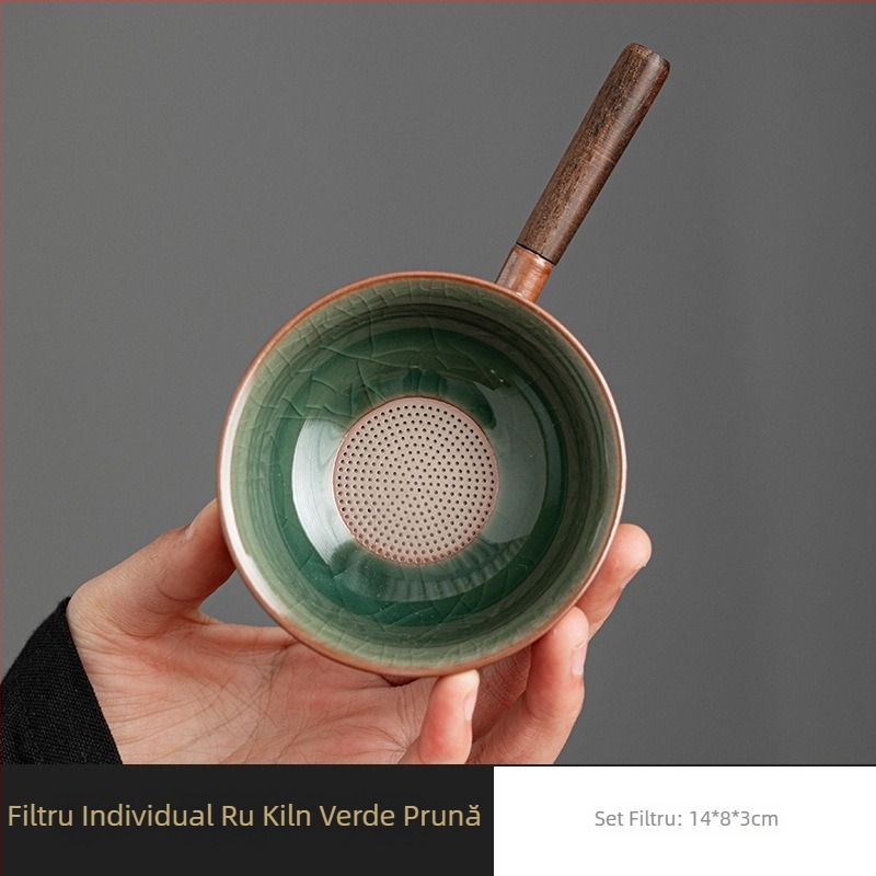 Ru Kiln Filtru de ceai creativ – filtru ceramic pentru set de ceai în stil chinezesc, utilizare casnică