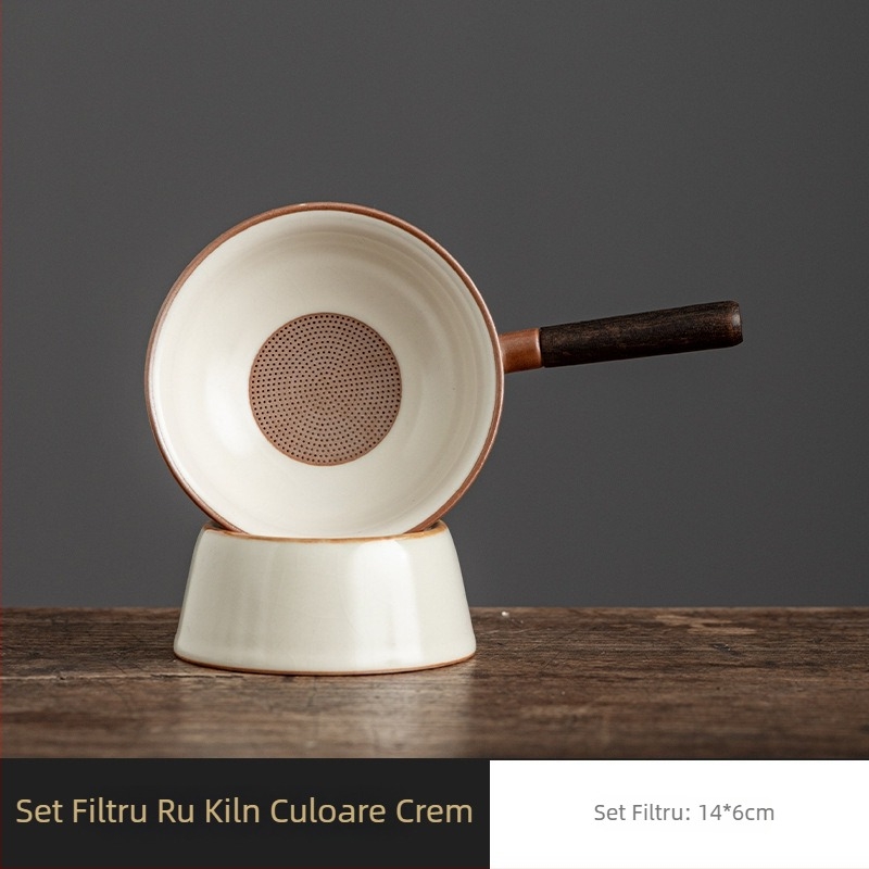 Ru Kiln Filtru de ceai creativ – filtru ceramic pentru set de ceai în stil chinezesc, utilizare casnică