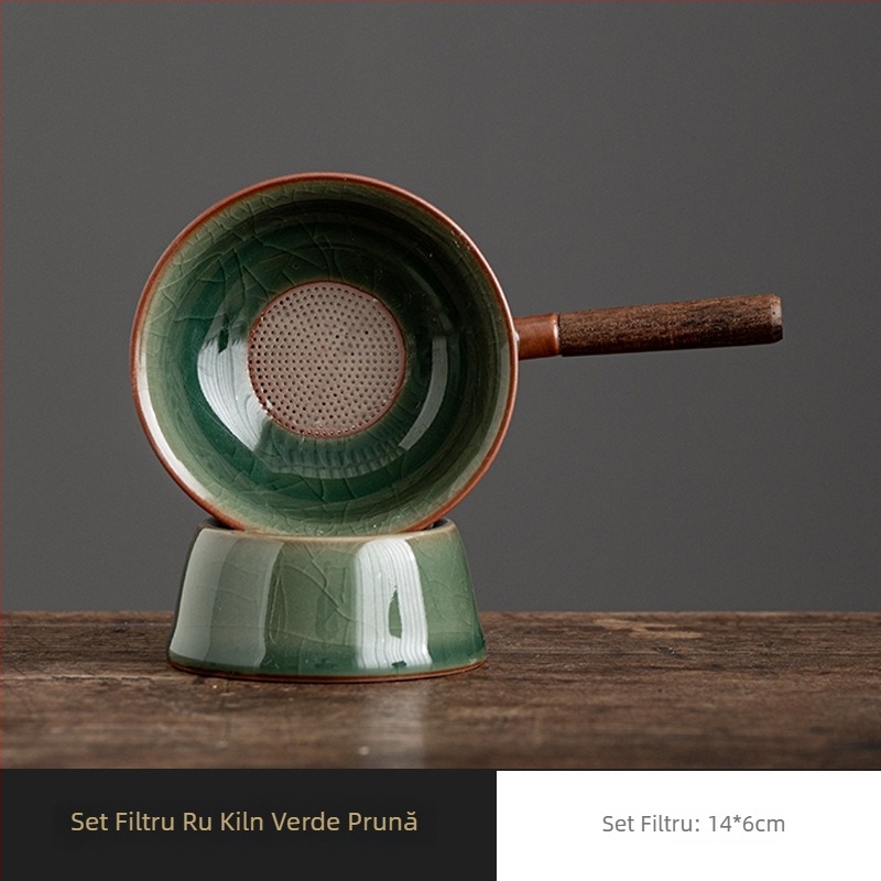 Ru Kiln Filtru de ceai creativ – filtru ceramic pentru set de ceai în stil chinezesc, utilizare casnică