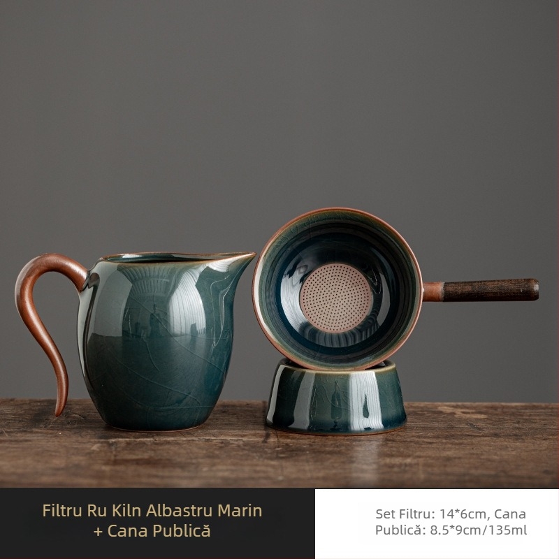 Ru Kiln Filtru de ceai creativ – filtru ceramic pentru set de ceai în stil chinezesc, utilizare casnică