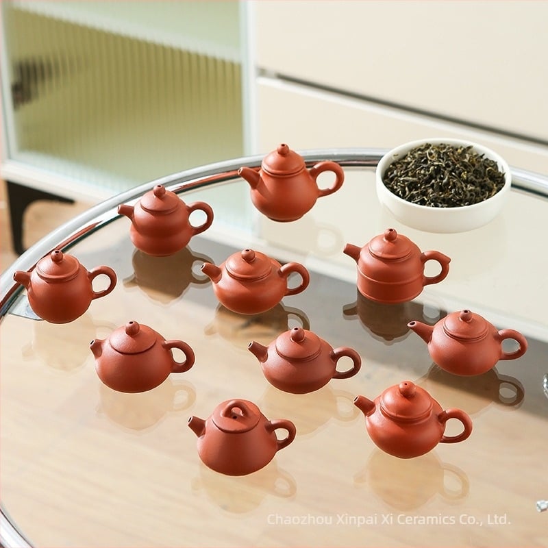 Mini ceainic ceramic cu imprimare a logo-ului, 12 stiluri, capac deschizabil, mâner realizat manual