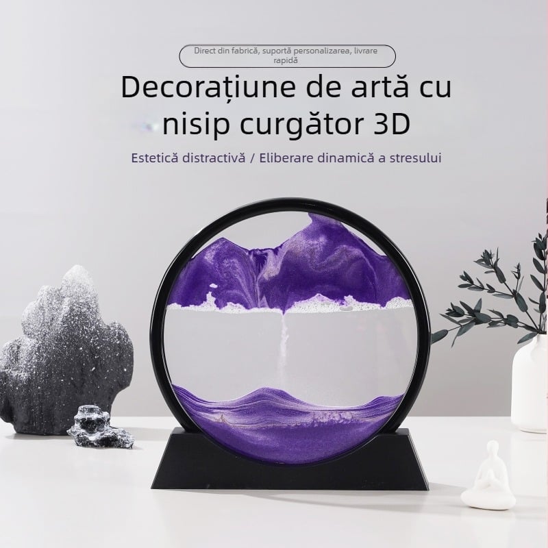 Clepsidră 3D cu artă din nisip, ornament din sticlă pentru living și birou