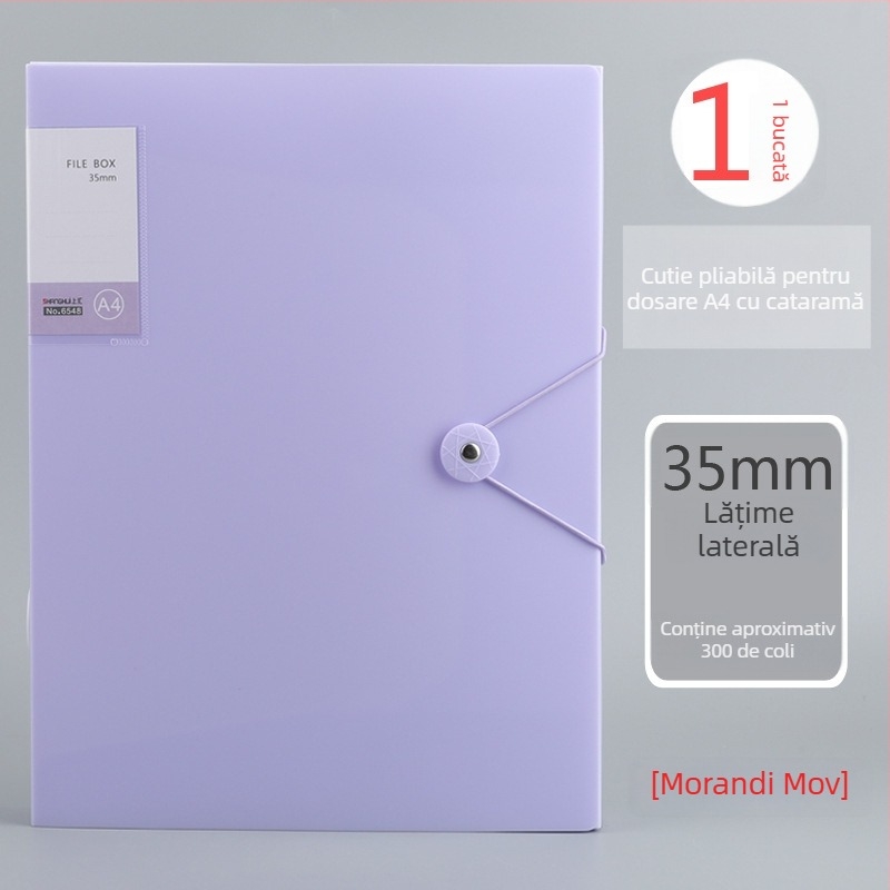 Cutie de fișiere A4, în culori Morandi pastel, PP cu închidere pliabilă pentru organizarea documentelor