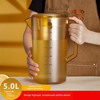 Carafă din policarbonat pentru apă rece, capacitate mare, cu scară de măsurare, recipient pentru ceai cu lapte și suc, corp îngroșat rezistent la căldură, pentru prepararea ceaiului și Cold Brew