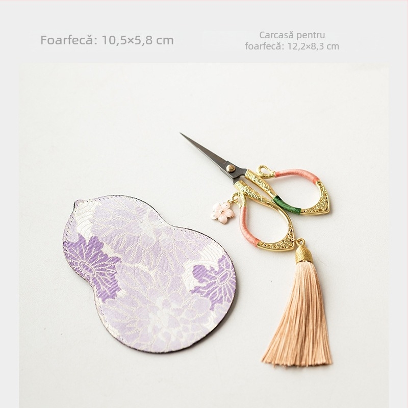 Foarfece de ceai în stil chinezesc, cu ciucuri florali, pentru ceremonia ceaiului; tăietor de șnur pentru pliculete; accesoriu Zen pentru camera de ceai