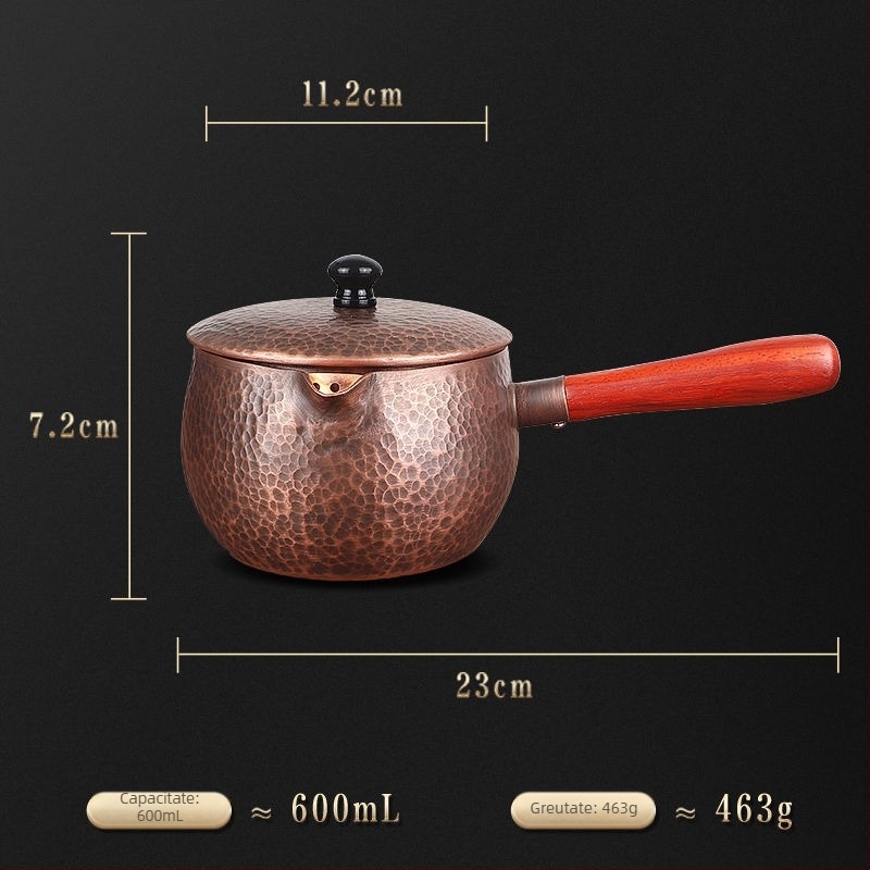 Cană de cupru pură și ceainic, lucrate manual, stil chinezesc, capacitate mare, model ciocan, mâner lateral