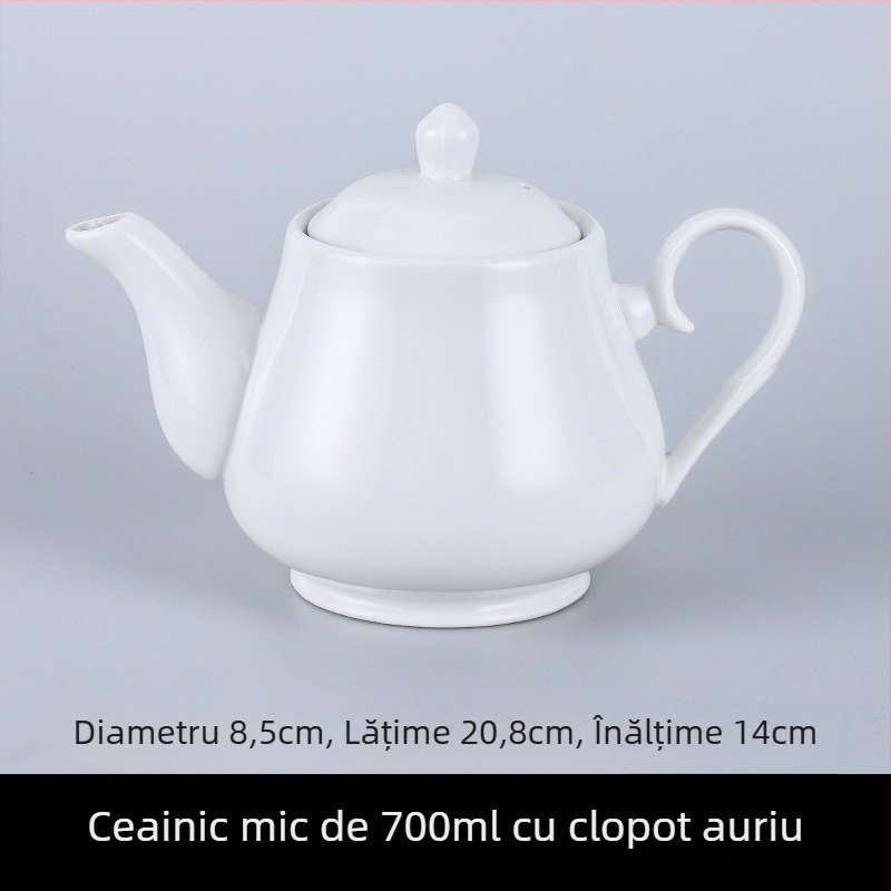 Ceainic din porțelan pentru hoteluri și restaurante, cu filtru, în două dimensiuni, capacitate mare, alb pur, ceramică