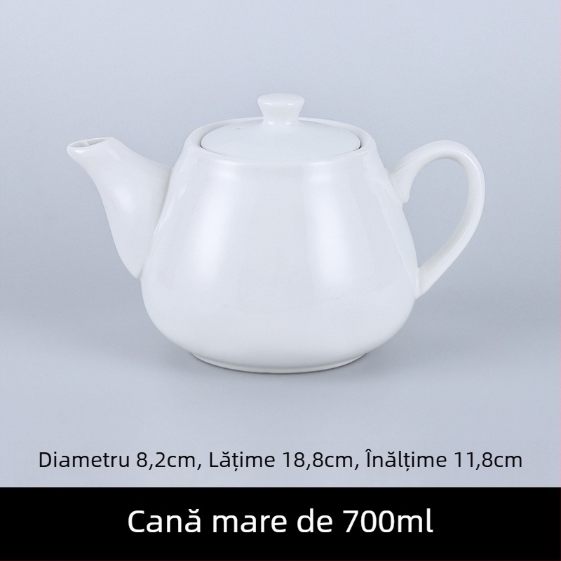 Ceainic din porțelan pentru hoteluri și restaurante, cu filtru, în două dimensiuni, capacitate mare, alb pur, ceramică