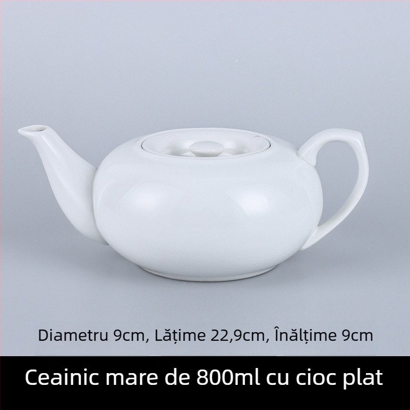 Ceainic din porțelan pentru hoteluri și restaurante, cu filtru, în două dimensiuni, capacitate mare, alb pur, ceramică