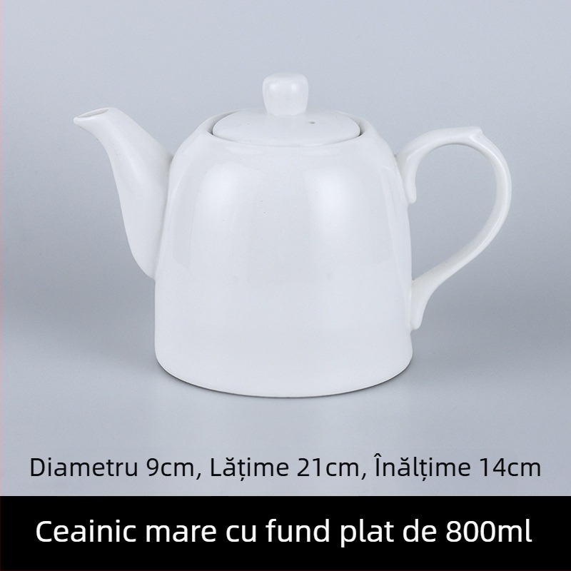 Ceainic din porțelan pentru hoteluri și restaurante, cu filtru, în două dimensiuni, capacitate mare, alb pur, ceramică