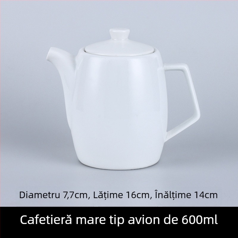 Ceainic din porțelan pentru hoteluri și restaurante, cu filtru, în două dimensiuni, capacitate mare, alb pur, ceramică