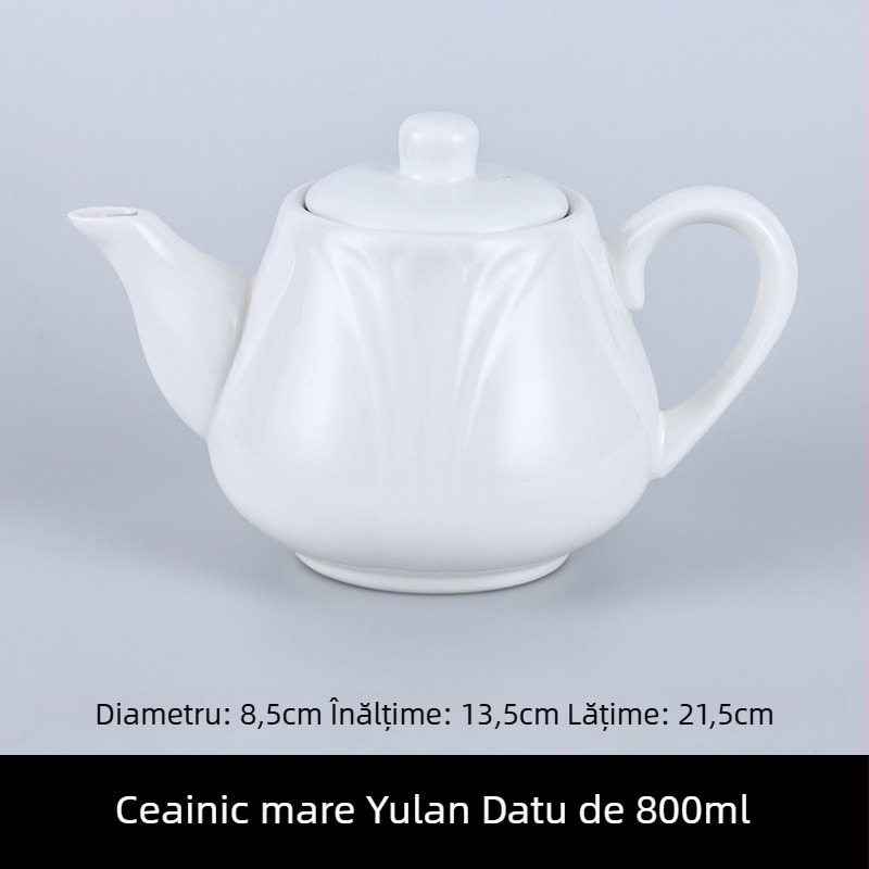 Ceainic din porțelan pentru hoteluri și restaurante, cu filtru, în două dimensiuni, capacitate mare, alb pur, ceramică