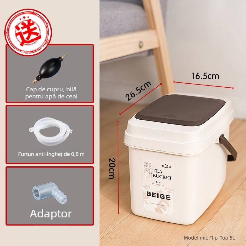 Găleată din plastic cu capac cu clic pentru set Gongfu de ceai