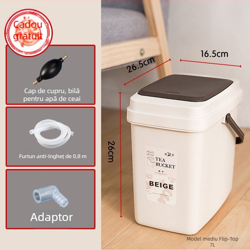 Găleată din plastic cu capac cu clic pentru set Gongfu de ceai