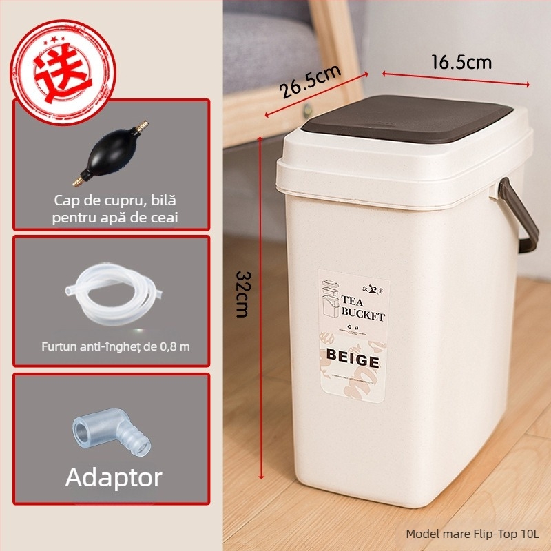 Găleată din plastic cu capac cu clic pentru set Gongfu de ceai