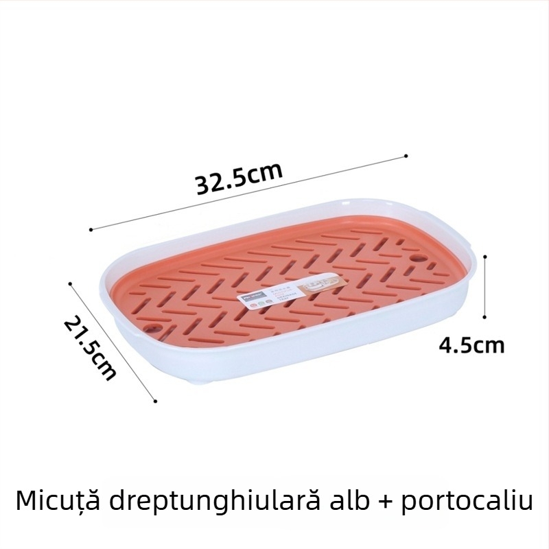Tavă dublu nivel din plastic pentru scurgere, pentru fructe și ceai, tavă mare pentru bucătărie și living