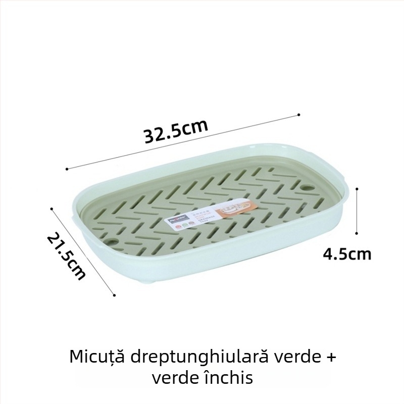 Tavă dublu nivel din plastic pentru scurgere, pentru fructe și ceai, tavă mare pentru bucătărie și living