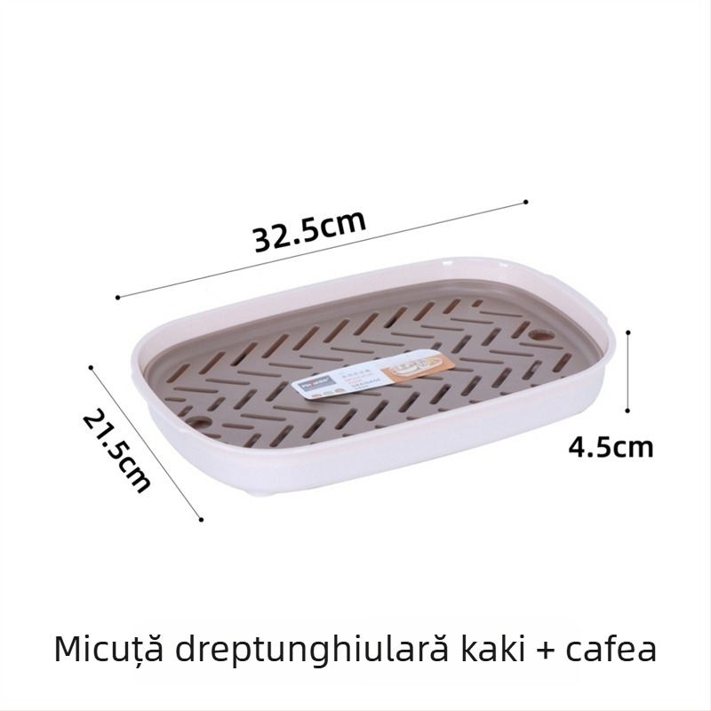 Tavă dublu nivel din plastic pentru scurgere, pentru fructe și ceai, tavă mare pentru bucătărie și living