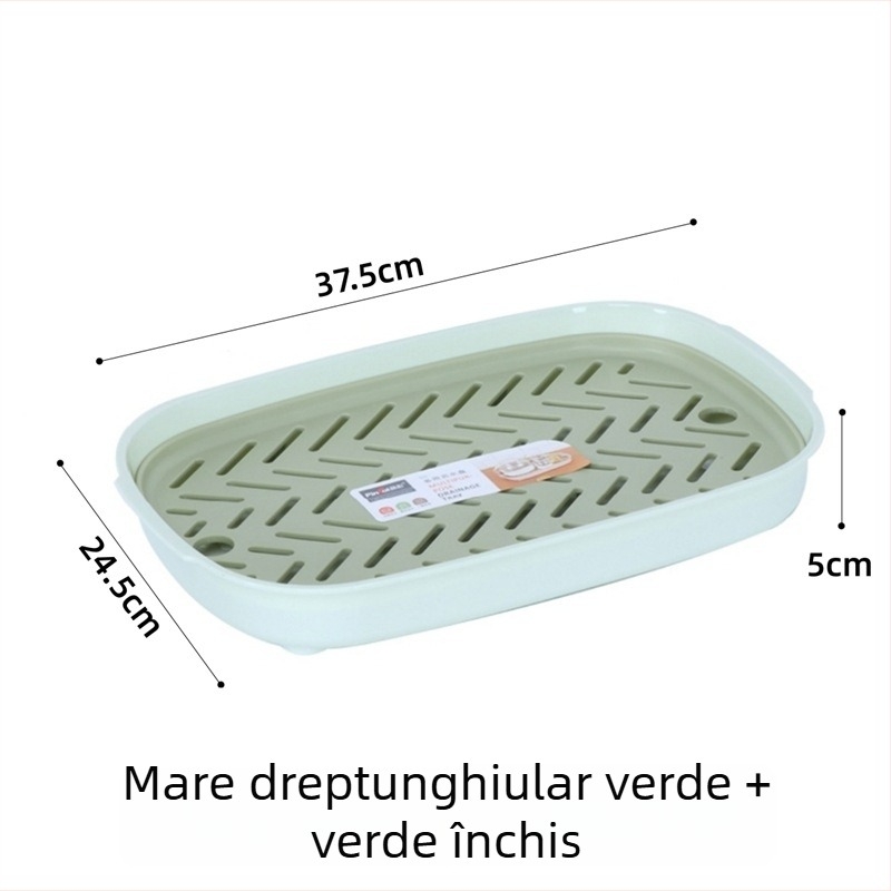 Tavă dublu nivel din plastic pentru scurgere, pentru fructe și ceai, tavă mare pentru bucătărie și living