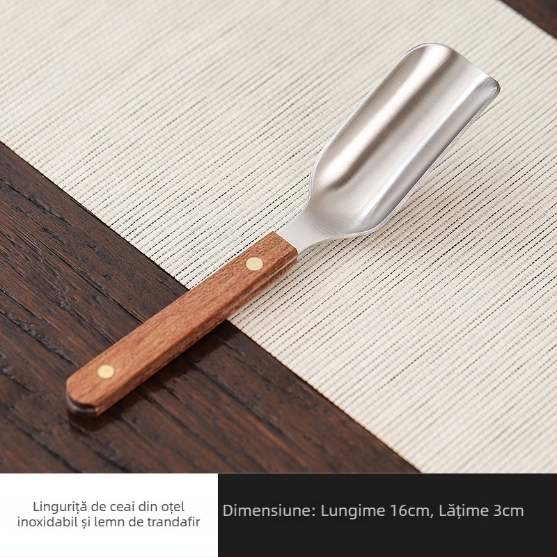 Set ceremonial ceai Six Gentlemen – oțel inoxidabil și lemn solid, clips pentru ceai, linguriță de ceai, furculiță pentru ceașcă, perie pentru ceainic, cuțit de ceai (cinci piese)