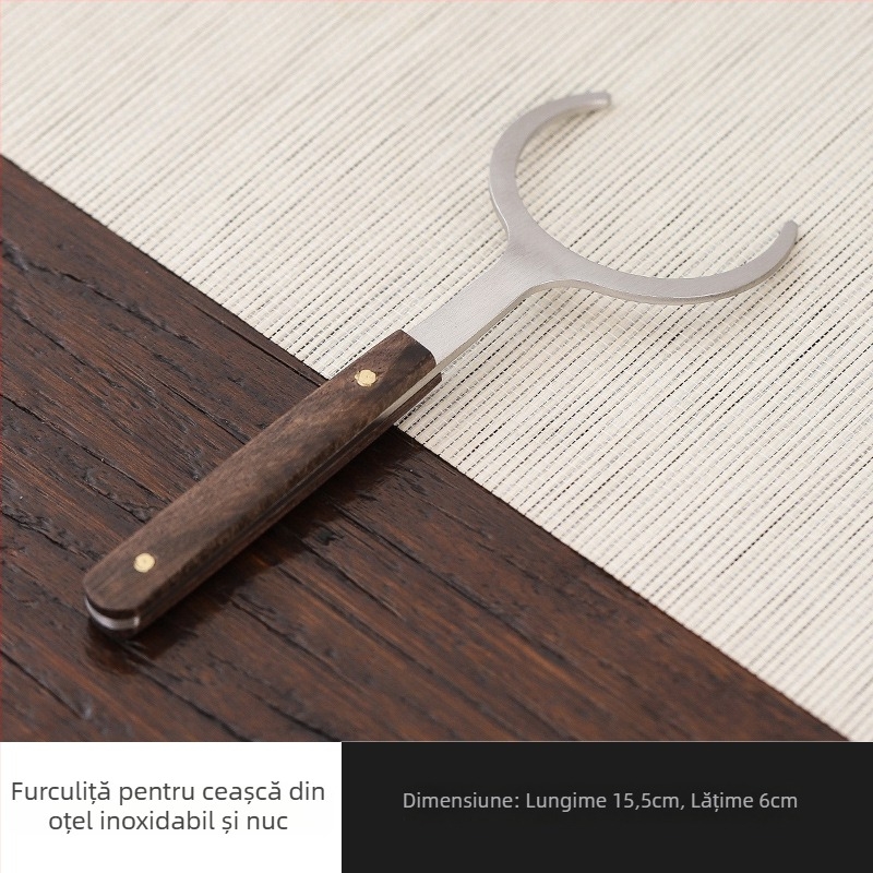 Set ceremonial ceai Six Gentlemen – oțel inoxidabil și lemn solid, clips pentru ceai, linguriță de ceai, furculiță pentru ceașcă, perie pentru ceainic, cuțit de ceai (cinci piese)