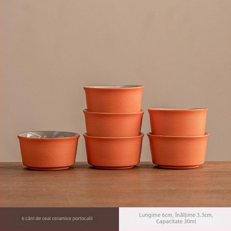 Ceainic nou din ceramică roșie, cu mâner, stil retro pentru prepararea ceaiului