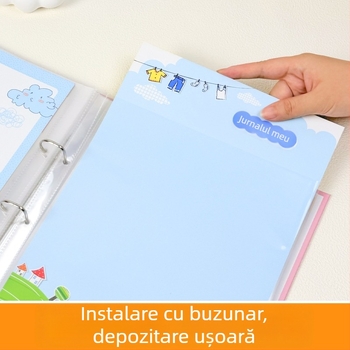 Album A4 pentru înregistrarea creșterii copilului, de la grădiniță la școala primară — Carte de amintiri cu foi detașabile