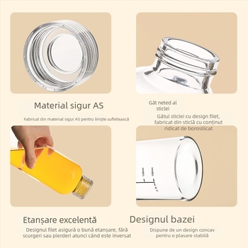 În stoc pahar din sticlă borosilicată înaltă, cu scară de măsurare, transparent, rezistent la temperaturi înalte, mare capacitate pentru apă, cafea și infuzie la rece.