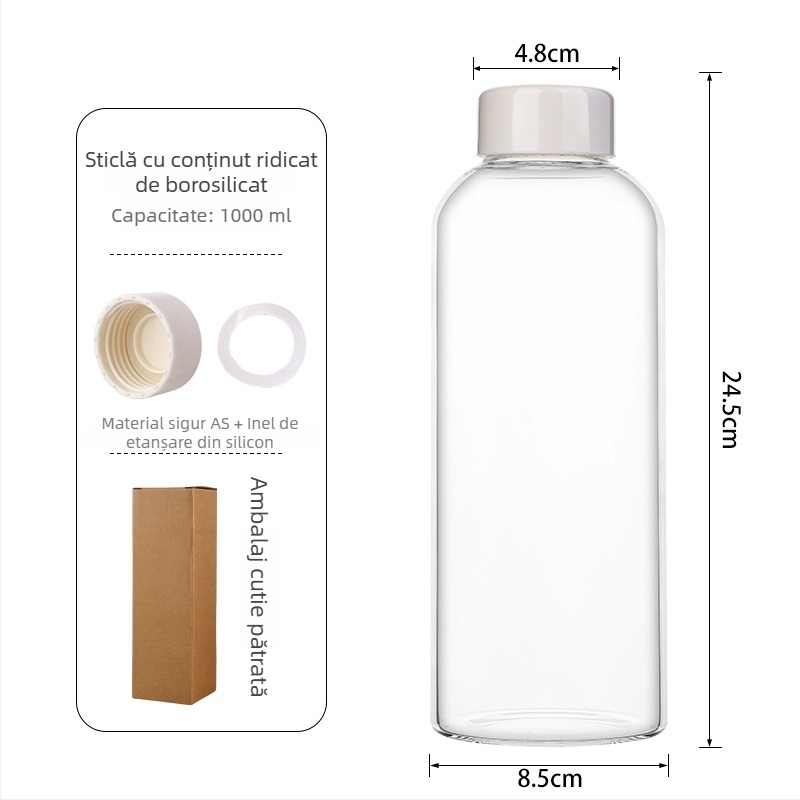 În stoc pahar din sticlă borosilicată înaltă, cu scară de măsurare, transparent, rezistent la temperaturi înalte, mare capacitate pentru apă, cafea și infuzie la rece.