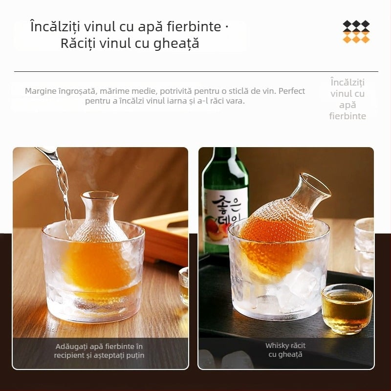 Set de pahare din sticlă pentru sake cu încălzitor, în stil japonez, cană de sake și pahare