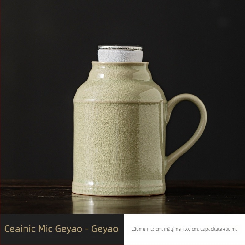Ceainic ceramic cu glazură crăpături de gheață, stil retro chinezesc, set ceai cu ceașă