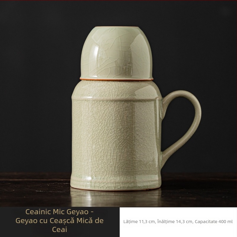 Ceainic ceramic cu glazură crăpături de gheață, stil retro chinezesc, set ceai cu ceașă