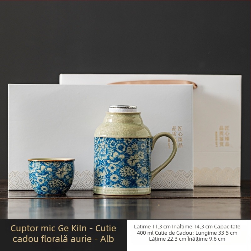 Ceainic ceramic cu glazură crăpături de gheață, stil retro chinezesc, set ceai cu ceașă