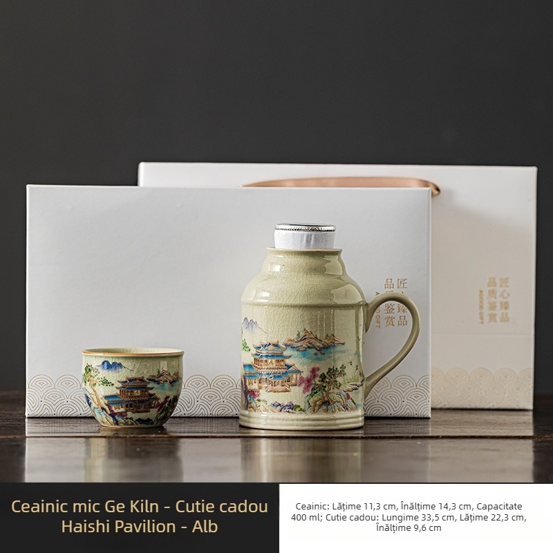 Ceainic ceramic cu glazură crăpături de gheață, stil retro chinezesc, set ceai cu ceașă