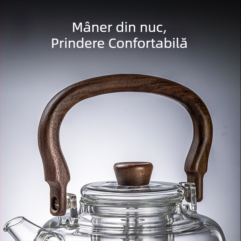Rong shan tang ceainic din borosilicat înalt pentru ceai cu flori, pentru fierbere și infuzare, rezistent la temperaturi, compatibil cu plita ceramică electrică