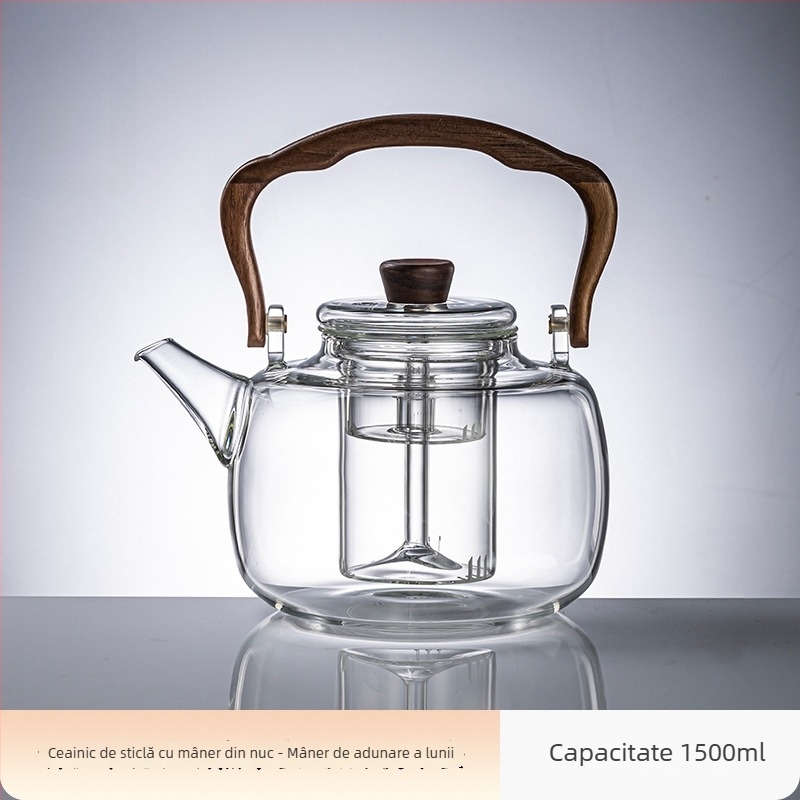 Rong shan tang ceainic din borosilicat înalt pentru ceai cu flori, pentru fierbere și infuzare, rezistent la temperaturi, compatibil cu plita ceramică electrică