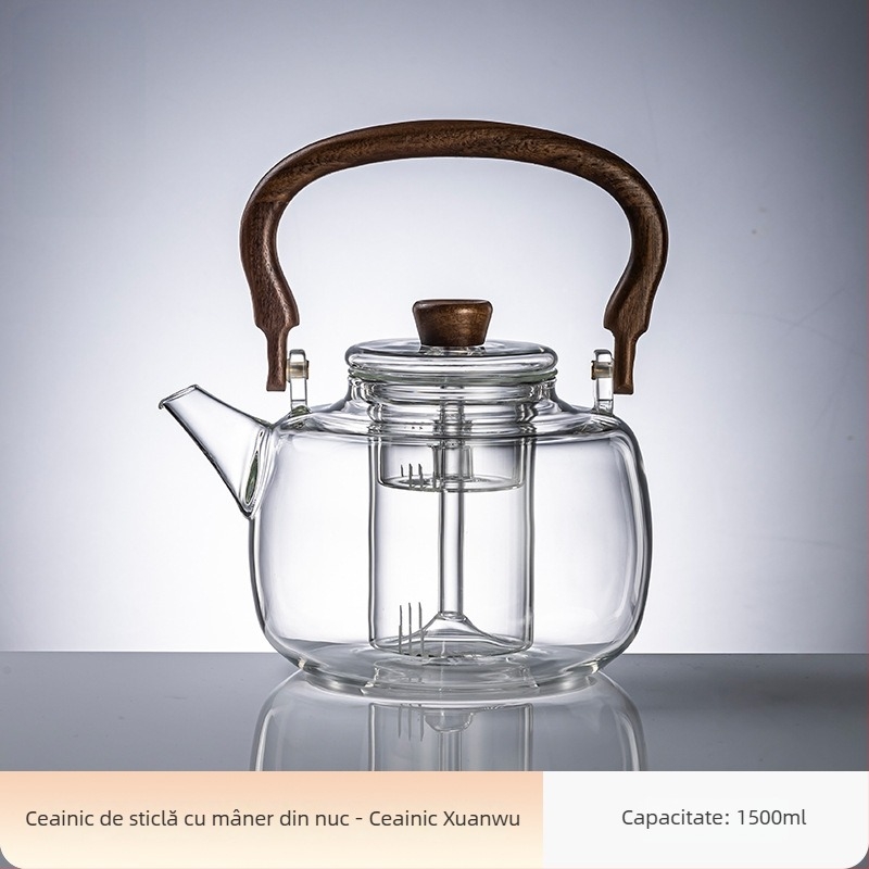 Rong shan tang ceainic din borosilicat înalt pentru ceai cu flori, pentru fierbere și infuzare, rezistent la temperaturi, compatibil cu plita ceramică electrică