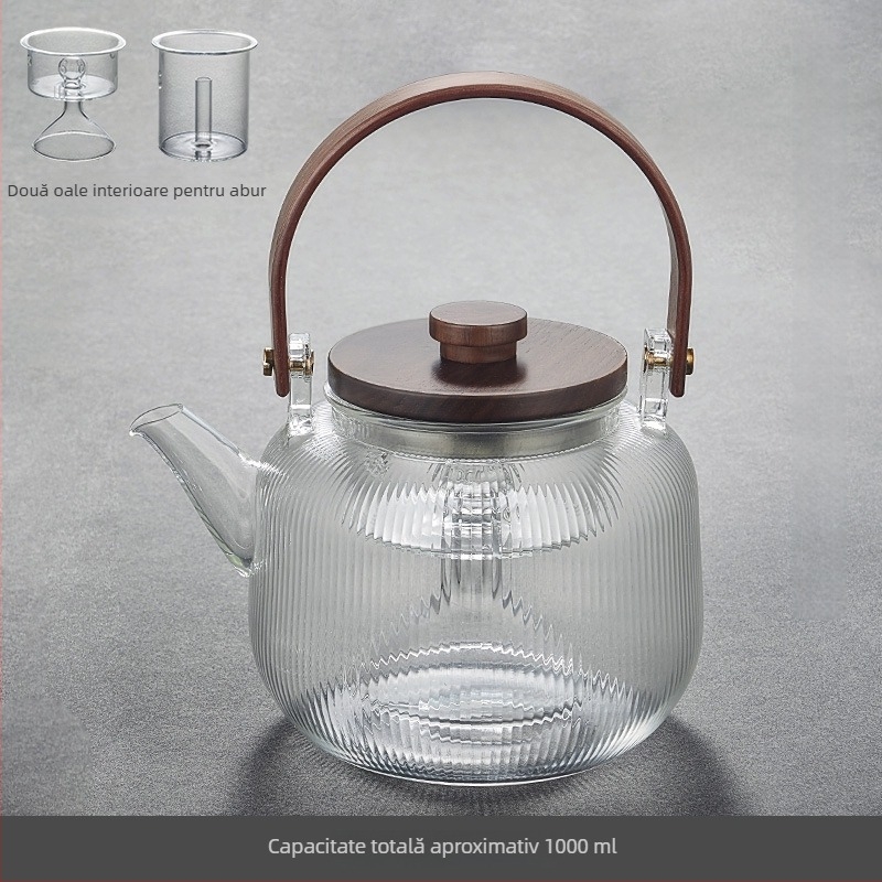 Rong shan tang ceainic din borosilicat înalt pentru ceai cu flori, pentru fierbere și infuzare, rezistent la temperaturi, compatibil cu plita ceramică electrică