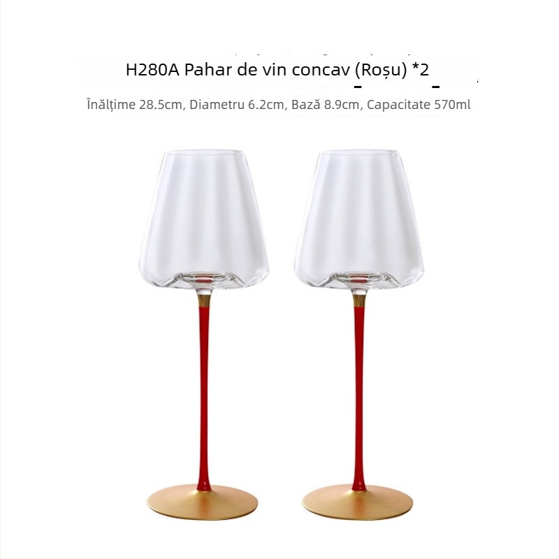 Pahar de vin roșu din cristal pentru uz casnic, pahar înalt, corp mare, design prismă, 501–600 ml