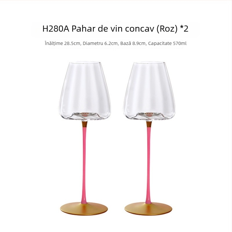 Pahar de vin roșu din cristal pentru uz casnic, pahar înalt, corp mare, design prismă, 501–600 ml