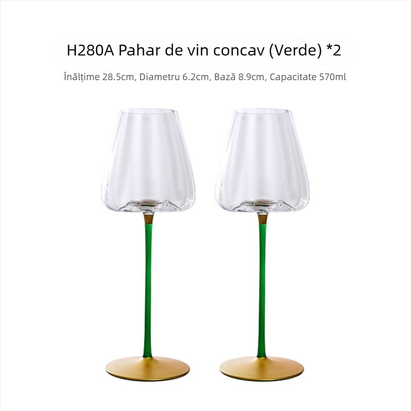 Pahar de vin roșu din cristal pentru uz casnic, pahar înalt, corp mare, design prismă, 501–600 ml