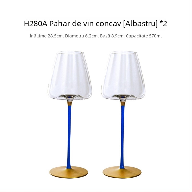 Pahar de vin roșu din cristal pentru uz casnic, pahar înalt, corp mare, design prismă, 501–600 ml