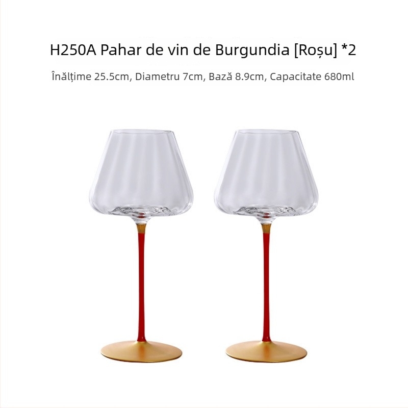 Pahar de vin roșu din cristal pentru uz casnic, pahar înalt, corp mare, design prismă, 501–600 ml