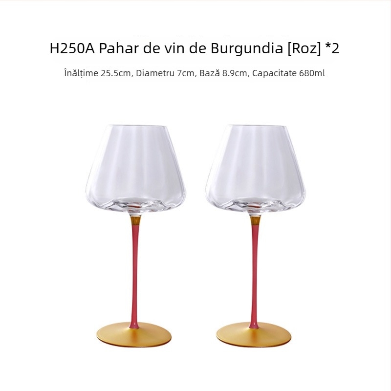Pahar de vin roșu din cristal pentru uz casnic, pahar înalt, corp mare, design prismă, 501–600 ml