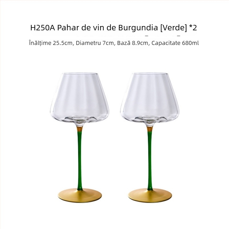 Pahar de vin roșu din cristal pentru uz casnic, pahar înalt, corp mare, design prismă, 501–600 ml