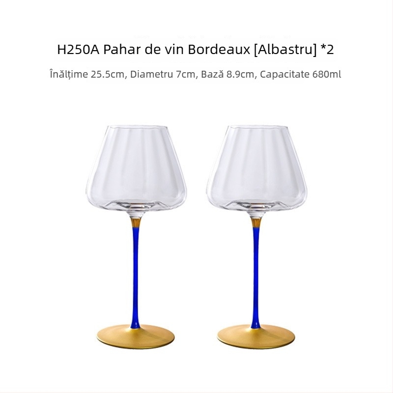 Pahar de vin roșu din cristal pentru uz casnic, pahar înalt, corp mare, design prismă, 501–600 ml