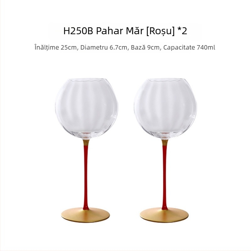 Pahar de vin roșu din cristal pentru uz casnic, pahar înalt, corp mare, design prismă, 501–600 ml