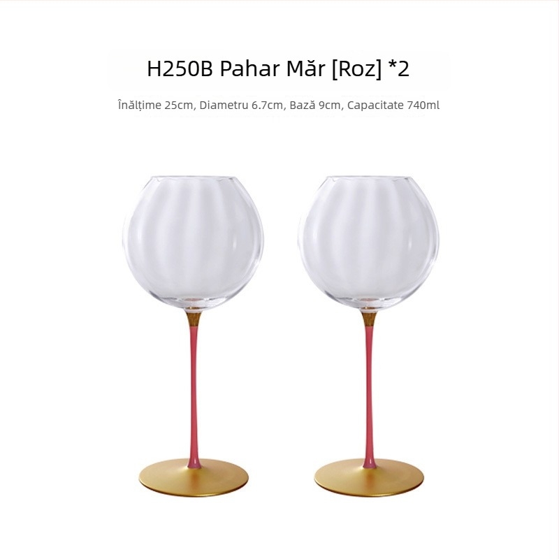 Pahar de vin roșu din cristal pentru uz casnic, pahar înalt, corp mare, design prismă, 501–600 ml