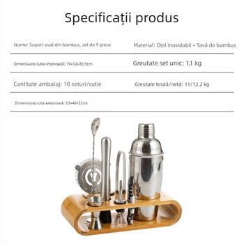 Set de instrumente pentru cocktail din oțel inoxidabil – Shaker și echipamente de bar pentru acasă