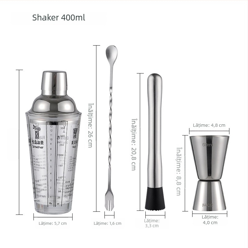 Set de instrumente pentru cocktail din oțel inoxidabil – Shaker și echipamente de bar pentru acasă